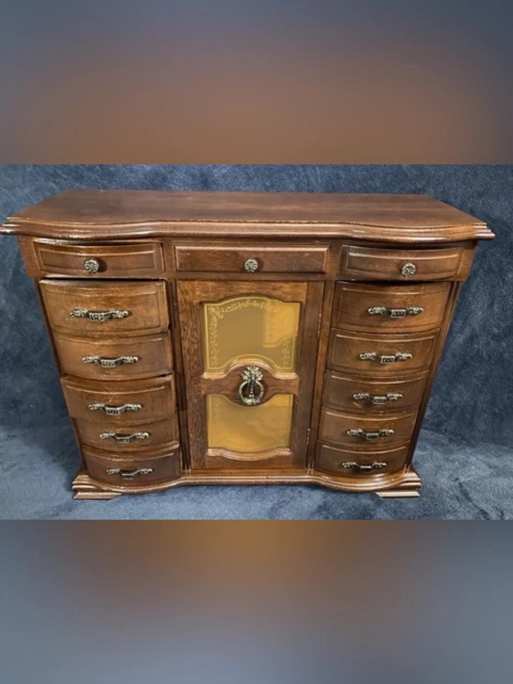 Vintage London Leather Musical Armoire Dresser Jewelry Box Carousel 14.5'H